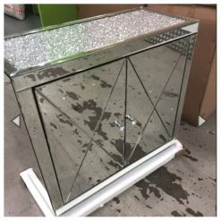 House Of Bling Furniture Boutique Elegance Crushed Diamond Sideboard 2 Drawer Cabinet