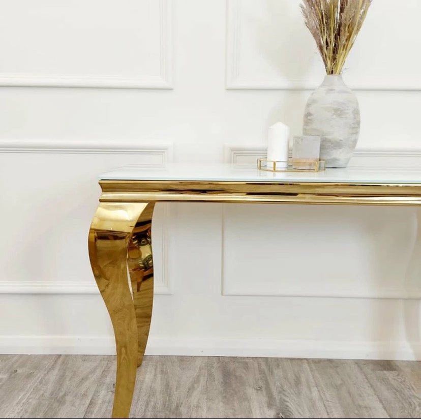 House Of Bling Furniture Boutique Cambridge Console Table Gold With White Glass Top Console Tables 4 House Of Bling Furniture Boutique Cambridge Console Table Gold With White Glass Top Console Tables