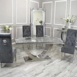 House Of Bling Furniture Boutique Dining Tables And Chairs Sets Madrid Light Grey Marble Table With Knocker Chairs