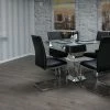 House Of Bling Furniture Boutique Dining Tables And Chairs Sets Crushed Diamond Table With Faux Leather Black Chairs