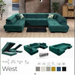 House Of Bling Furniture Boutique West U Shape Sofa Bed In Velvet Corner Sofas