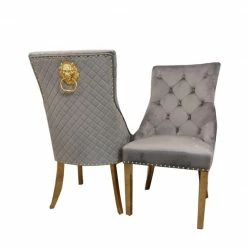 House Of Bling Furniture Boutique Dining Chairs Valencia Lion Knock Light Grey Chair Set
