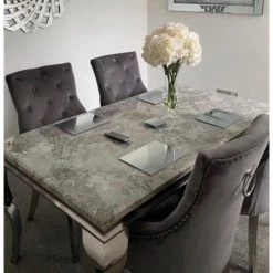 House Of Bling Furniture Boutique Cambridge Grey Table With 4 Lara Knock Chairs