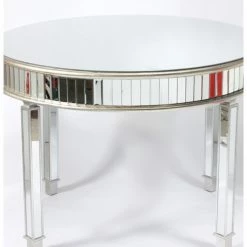 House Of Bling Furniture Boutique Venice Round Mirrored Dining Table Silver Dining Tables