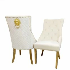 House Of Bling Furniture Boutique Devon Table In Gold With 4 Cream Chairs Dining Tables And Chairs Sets