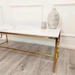 House Of Bling Furniture Boutique Lara Geo Coffee Table In Gold