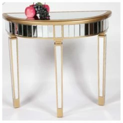 House Of Bling Furniture Boutique Valencia Moon Console Table With Gold Trim