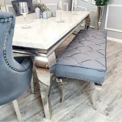 House Of Bling Furniture Boutique Cambridge Dining Bench In Dark Grey Leather