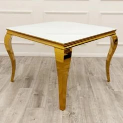 House Of Bling Furniture Boutique Devon Table In Gold With 4 Cream Chairs Dining Tables And Chairs Sets