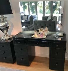 House Of Bling Furniture Boutique Elegance Black Crushed Diamond Dressing Table. Dressing Tables