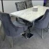 House Of Bling Furniture Boutique Dining Tables And Chairs Sets Smoked White Marble Buxford Table With Lara Grey Chairs