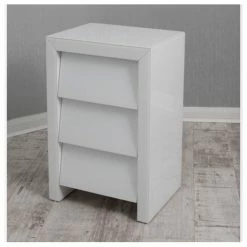 House Of Bling Furniture Boutique White High Gloss Bedside Drawers White Furniture