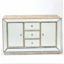 House Of Bling Furniture Boutique Pearl Mirrored Sideboard 3 Drawer 2 Doors Cabinets