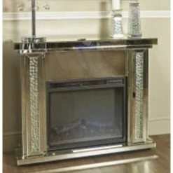 House Of Bling Furniture Boutique Mirrored Floating Diamond Fireplace Fire Places
