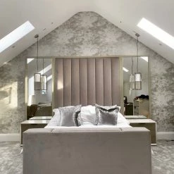 House Of Bling Furniture Boutique Janie Linear Design TV Bed With Mirrored Surround