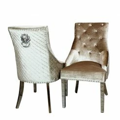 House Of Bling Furniture Boutique Valencia Lion Knock Plush Velvet Mink Cream Chair