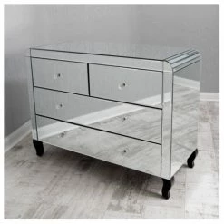 House Of Bling Furniture Boutique Curved Plain Clear Mirrored Curved Chest Of Drawers