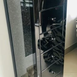 House Of Bling Furniture Boutique Drawers Elegance Crushed Diamond Tallboy Unit Black Gloss/white Gloss