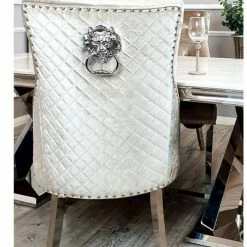 House Of Bling Furniture Boutique Valencia Lion Knock Plush Velvet Mink Cream Chair