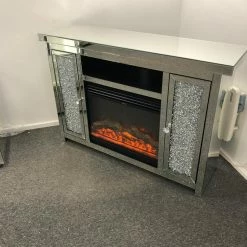 House Of Bling Furniture Boutique Crushed Diamond Display Cabinet With Fireplace