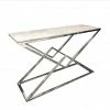 House Of Bling Furniture Boutique Vesta Console Table Chrome With White Stone Top