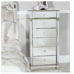 House Of Bling Furniture Boutique Venice 6 Drawer Tallboy Chest Drawers