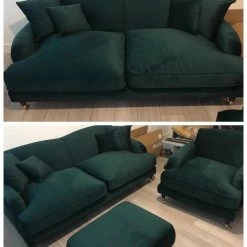 House Of Bling Furniture Boutique Billy Sofa Set On Caster Wheels In French Velvet Green