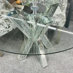 House Of Bling Furniture Boutique Dining Tables X Crushed Diamond Mirrored Dining Table