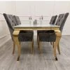 House Of Bling Furniture Cambridge Dining Table 1.4 Meters In Gold With Glass Top