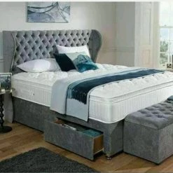 House Of Bling Furniture Boutique Curved Chelsea Wing Back On Divan Base Beds