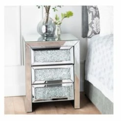 House Of Bling Furniture Boutique Crushed Diamond Indented Chest Of Drawers