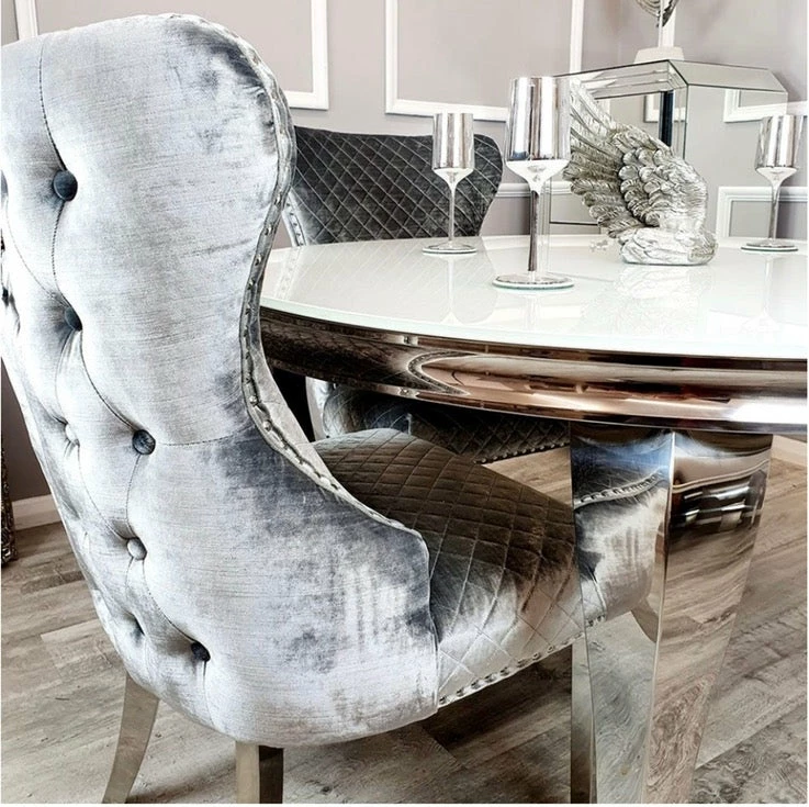 House Of Bling Furniture Boutique Valentino Silver Velvet Chairs Dining Chairs 5 House Of Bling Furniture Boutique Valentino Silver Velvet Chairs Dining Chairs