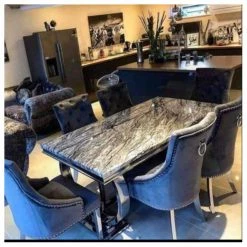 House Of Bling Furniture Boutique Dining Tables And Chairs Sets Buxford Table Dark Grey Marble Top With Lara Chairs