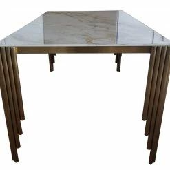 House Of Bling Furniture Mayfair Dining Table In Gold Marble Tables