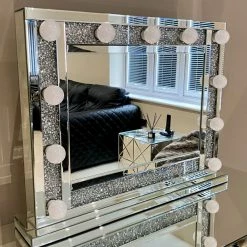 House Of Bling Furniture Boutique Crushed Diamond Dressing Table Large Hollywood Mirror