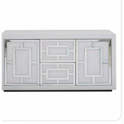 House Of Bling Furniture Boutique White Mirrored Geo Sideboard Drawers