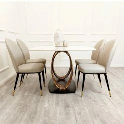 House Of Bling Furniture Moscow Marble Dining Table With Chair Option Dining Tables