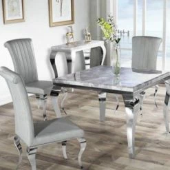 House Of Bling Furniture Boutique Dining Tables And Chairs Sets Devon Table Light Grey Top And Chairs