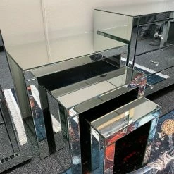 House Of Bling Furniture Boutique Side Tables Plain Mirrored Nest Tables