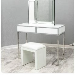 House Of Bling Furniture Boutique Dressing Tables White Contemporary Dressing Table With Stool And Mirror