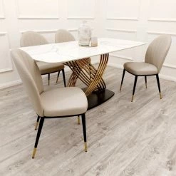 House Of Bling Furniture Moscow Marble Dining Table With Chair Option Dining Tables