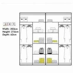 House Of Bling Furniture Boutique Monaco Wardrobe Available In 3 Sizes And Different Colour Options