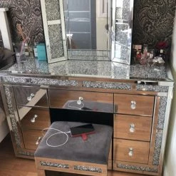 House Of Bling Furniture Boutique Crushed Diamond Top 7 Drawers Dressing Table