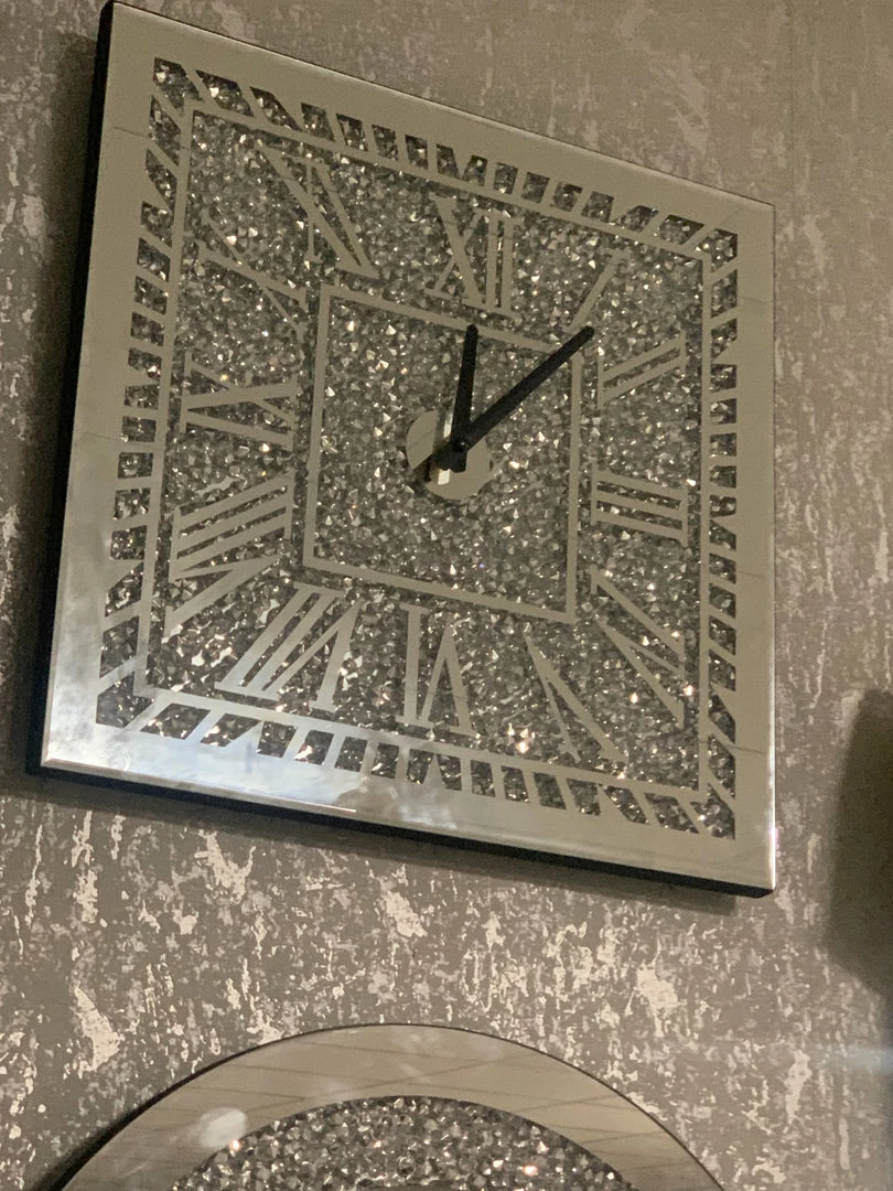 House Of Bling Furniture Boutique Crushed Diamond Clock 2 House Of Bling Furniture Boutique Crushed Diamond Clock