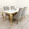 House Of Bling Furniture Cambridge Dining Table 1.6 Meters In Gold With Glass Top 2 House Of Bling Furniture Cambridge Dining Table 1.6 Meters In Gold With Glass Top