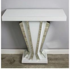 House Of Bling Furniture Boutique Bianca White Gloss Fan Console