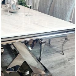 House Of Bling Furniture Boutique Dining Tables And Chairs Sets Ariana Marble X White Marble Table Top With Chairs