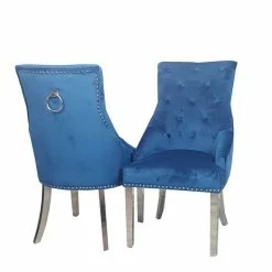 House Of Bling Furniture Boutique Lara Knock Chair In Blue Dining Chairs