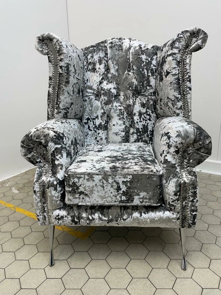 House Of Bling Furniture Boutique Queen Ann Arm Chair In Lustro Fabric Argent Sofas 3 House Of Bling Furniture Boutique Queen Ann Arm Chair In Lustro Fabric Argent Sofas