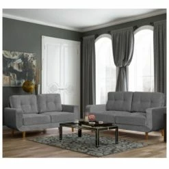 House Of Bling Furniture Boutique Clara Grey Fabric Sofa Sofa Sets